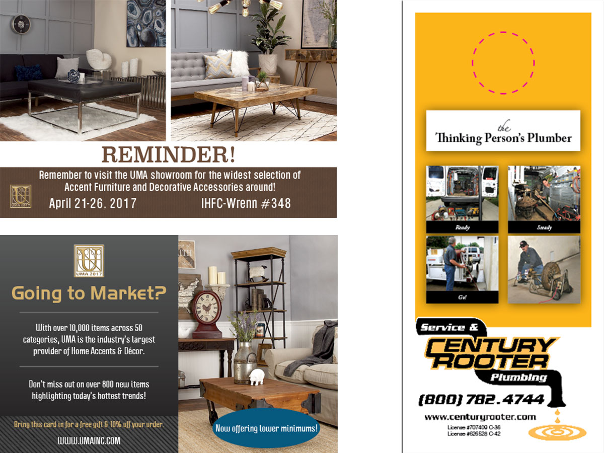 Post card and door hanger examples